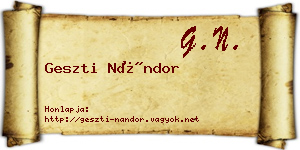 Geszti Nándor névjegykártya